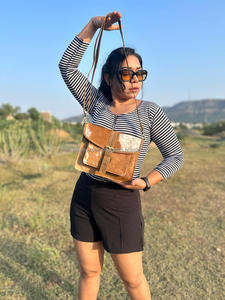 Nueva llegada de cuero de vaca real monedero elegante Casual Sling Bag para mujeres de cuero occidental de las mujeres Usos bolsos - Product Image 2