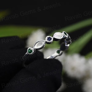 Hecho a mano 925 Plata 2x4mm Marquesa Color CZ media eternidad bisel en blanco ajuste anillo leche materna DIY cenizas trabajo recuerdo joyería - Product Image 3