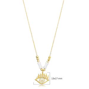 Ojo turco diseño blanco circón encanto COLLAR COLGANTE turco venta al por mayor hecho a mano 925 joyería de plata esterlina - Product Image 3