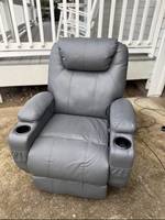 Fauteuil inclinable électrique à double moteur abordable avec télécommande, en similicuir beige, style contemporain