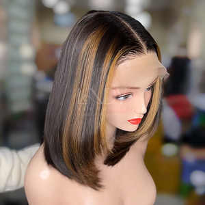 วิกผมบ๊อบแบบสั้นสำหรับผู้หญิงผิวดำวิกผมจริงแบบตรงมี100% สีเน้นทรงตรงจากเวียดนาม - Product Image 5