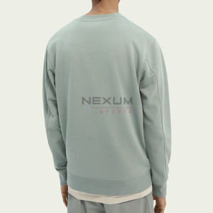 Sudadera de cuello redondo de lana de manga larga con cuello redondo en blanco liso para hombres, sudaderas informales de peso pesado con logotipo personalizado para hombres - Product Image 2