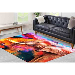 Alfombra con Diseño de Elefante: Arte Africano Colorido, Alfombra Antideslizante, con Pelo Suave - Product Image 5