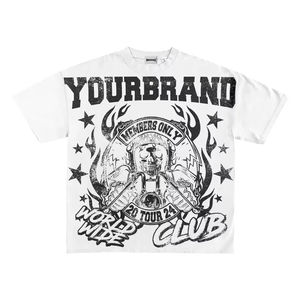 T-shirt unisexe à manches courtes en coton 100% lourd, broderie personnalisée, streetwear vintage hip hop, écologique, séchage rapide - Product Image 3