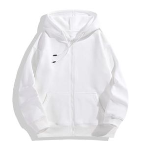 Sudadera con capucha de algodón en blanco de lana cepillada de alta calidad sudadera con cremallera completa cálida de invierno de peso pesado de gran tamaño cremallera personalizada - Product Image 2