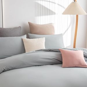 Set <span class=keywords><strong>Copripiumino</strong></span> <span class=keywords><strong>Matrimoniale</strong></span> - Set Biancheria da Letto <span class=keywords><strong>Grigio</strong></span> per Letto <span class=keywords><strong>Matrimoniale</strong></span> con Chiusura a Cerniera, <span class=keywords><strong>Copripiumino</strong></span> in Morbida Microfibra con 2 Federe, <span class=keywords><strong>Grigio</strong></span> - Product Image 3