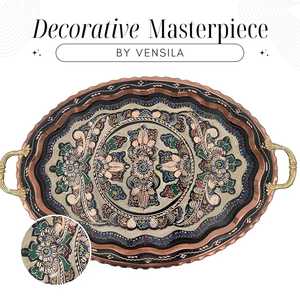 AALIYAN IMPEX-Bandeja de cobre impresa artesanal con diseño de borde rústico para decoración de cafetería y restaurante a precio mayorista - Product Image 6