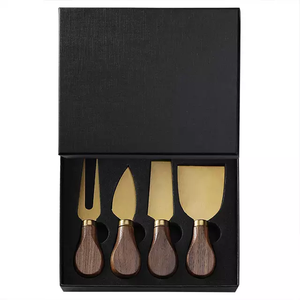 Vajilla de acero inoxidable y madera de acacia para regalar, juego de 6 cuchillos para queso con caja de regalo, cubiertos de acero inoxidable de alta calidad - Product Image 6