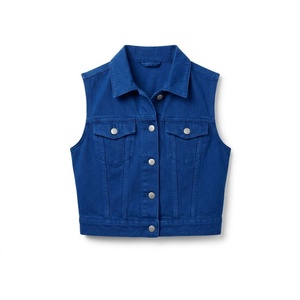 Chalecos vaqueros al por mayor para mujer con bolsillos de solapa, producción en masa de denim azul para minoristas de boutiques en EE. UU. - Product Image 1