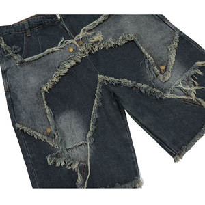 Pantalones cortos vaqueros desgastados de algodón al por mayor con logotipo personalizado Pantalones cortos vaqueros bordados lavados con ácido vintage - Product Image 4