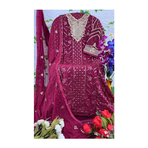 Vêtements ethniques d'excellente qualité Meilleure vente Broderie en fausse georgette et séquence Collection de costumes Salwar pakistanais - Product Image 1