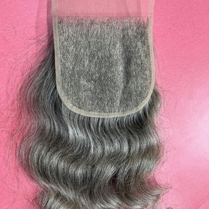 4/4 Closure 10inches Wave <b>Remy</b> <b>Human</b> <b>Hair</b> <b>Extensions</b> South Cambodian <b>Hair</b> Short Length for Lace Machine Double Weft All Colors - Product Image 5