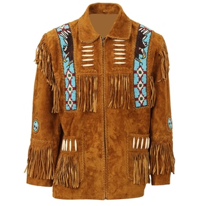 Chaqueta Vaquera con Flecos para Hombre y Mujer, Diseño Personalizado al por Mayor, con Cuello Alto, Color y Logotipo Personalizados, Cuero PU Suave - Product Image 1