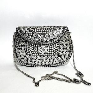 Trendy Vintage Bohemian <b>Silver</b> Evening Designer <b>Clutch</b> Handmade Luxury Indian Resin Brass Mosaic Metal Bag Lady Style Ready Ship - Product Image 1
