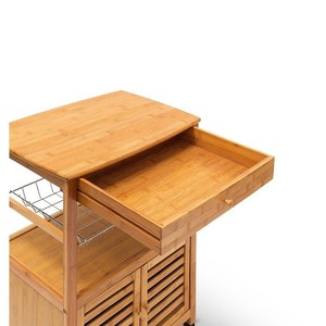 Modern <b>Oak</b> Mobile Kitchen Shelf with Cabinet-50x35x80cm - Product Image 5