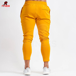 Pantalons et pantalons larges pour hommes en coton uni de couleur unie à taille haute élastique décontracté à coupe régulière - Product Image 2