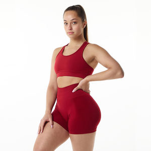Offre Spéciale vente en gros personnalisation 2 pièces solide ensemble de vêtements de sport femmes entraînement de gymnastique sans couture Yoga ensembles de haute qualité respirant - Product Image 4