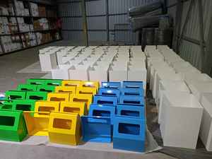 Cubo de basura a prueba de lluvia cero cubos de almacenamiento de reciclaje de Metal superior abierto 4 cubos de basura sin tapa o ruedas - Product Image 2