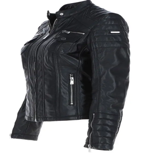 Chaqueta Bomber de Cuero para Mujer, Nueva Colección Otoño, Transpirable, Tejida, con Cierre Regular, para Venta al Por Mayor y Marca Privada - Product Image 5