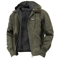 PASUXI 2026 Nouvelle veste d'hiver décontractée pour homme, style rétro, à capuche, avec fermeture éclair, doublée en polaire, coupe-vent