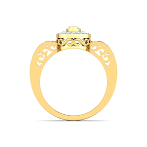 Bague sophistiquée en or jaune 18 carats avec diamant en forme de cœur et de fleurs fantaisie pour femmes, cadeau de fiançailles, de mariage, d'anniversaire, bijoux - Product Image 5