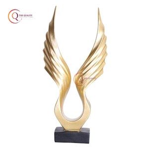 Moderno oro decoración del hogar arte Showpiece esculturas alas forma hecho a mano decorativo pensador abstracto estatua Metal artesanía suministros - Product Image 5