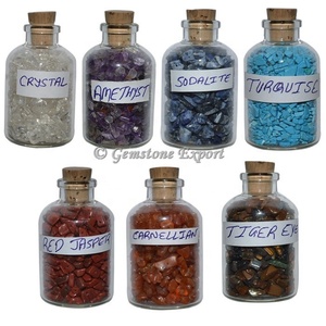 Juego de botellas de cristal grabadas de 7 Chakras al por mayor estilo Feng Shui decoración del hogar ágata de cristal Natural artesanías de piedra semipreciosa - Product Image 1