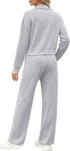 Venta al por mayor Lounge Women 2025 Sweatsuit Trajes de 2 piezas Sudadera Pantalones de chándal de pierna ancha Chándal Conjunto a juego Transpirable - Product Image 4