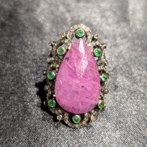 REYES elegante 14K oro plata esterlina 925 diamante Natural con rubí anillo de piedras preciosas para mujeres joyería de estilo victoriano antiguo - Product Image 3