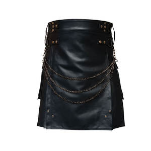 กระโปรงสั้นทรงสูงสำหรับผู้หญิงกระโปรงพับจีบหนังสีทึบดีไซน์ตามสั่ง2025ล่าสุด - Product Image 1