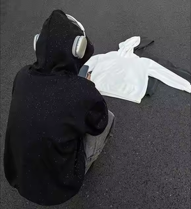 เสื้อฮู้ดดี้พิมพ์ลาย 3 มิติ แบบเต็มตัว ประดับคริสตัลสีดำสำหรับผู้ชาย สไตล์สตรีทแวร์ฤดูหนาว ผ้ากลิตเตอร์เนื้อเทอร์รี่ 550gsm - Product Image 5