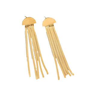 Chapado en oro de 18 quilates, elegante, lujoso, Formal, Color sólido, borla, Pendientes colgantes, acero inoxidable 304, 1 par, accesorio de moda - Product Image 2