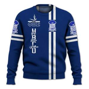 Phi Beta Sigma bleu blanc 1914 acrylique pull en tricot Chenille lettres grecques Sigma Beta grec fraternité pull porter - Product Image 2