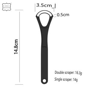 แผ่นรองลิ้นสุขอนามัยช่องปากแผ่นรองลิ้นสแตนเลสสีดำที่ทำความสะอาดลิ้นที่ขูดลิ้นโลหะคุณภาพดีใหม่ทำความสะอาดปาก - Product Image 5