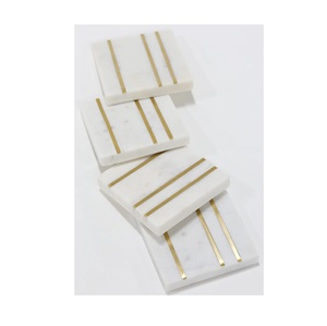 Sous-verres en marbre Premium Handmade Round Stone Drinkware Accessoire Durable Élégant Table basse à manger Choix parfait - Product Image 2