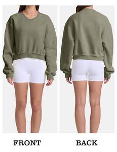 Sweat pour femme Acid Wash Athletic Hoodie Heritage Fleece col en v à manches longues à capuche Fleece Women Sweatshirt Nouvelle arrivée - Product Image 5