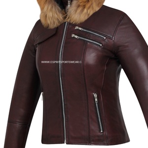 Chaqueta de Invierno 2025-26 de Diseño Nuevo para Mujer, de Piel de Oveja, con Cremallera, Capucha de Piel de Mapache, Forro de Sherpa de Viscosa Transpirable, Venta al Por Mayor - Product Image 2