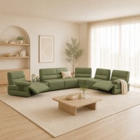 Canapé sectionnel inclinable en U haut de gamme avec table d'appoint en marbre noir, canapé d'angle modulaire à mouvement électrique pour villa et cinéma
