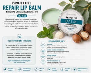 Bálsamo Labial Reparador de Marca Privada 15ml OEM |   Cuidado Labial Hidratante y Nutritivo con Argán y Manteca de Karité |   España Natural EU - Product Image 3