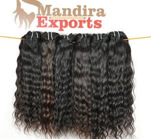 Extensiones de cabello humano virgen indio alineado con cutícula cruda, máquina negra, paquetes ondulados naturales de doble trama, extensiones de cabello humano - Product Image 6