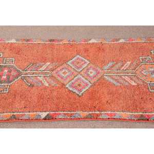 Tapis vintage 3x11,8 pieds, tapis turc, tapis en laine unie orange - Product Image 4
