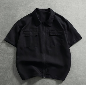 T-shirts pour hommes amples et décontractés à manches courtes en coton épais côtelé style urbain vente en gros personnalisée - Product Image 1