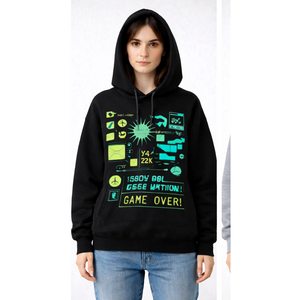 Felpa con Cappuccio Nera Cyber Tech - T-Shirt con Cappuccio in Tessuto Stile Streetwear - Product Image 3