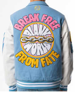 Chenille personnalisée broderie cuir manches laine corps Baseball Letterman Varsity veste pour hommes en bleu et gris couleur - Product Image 2