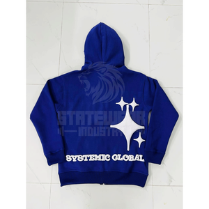 Sweat à capuche personnalisé pour homme, fermeture éclair, streetwear, polaire, sweat à capuche avec logo brodé, épaules tombantes, motif uni, fermeture éclair - Product Image 5