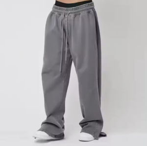 Mens Top bán chạy Bộ tùy chỉnh thời trang dạo phố chân rộng Sweatpants phẳng phía trước rửa baggy Flare Sweatpants - Product Image 3