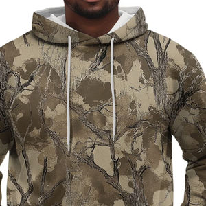 เสื้อฮู้ดดี้ล่าสัตว์ผู้ชายคุณภาพสูง ระบายอากาศได้ดี ลายพรางป่า ลายต้นไม้จริง พิมพ์ลาย 100% โพลีเอสเตอร์ สำหรับฤดูหนาว สั่งทำได้ - Product Image 5
