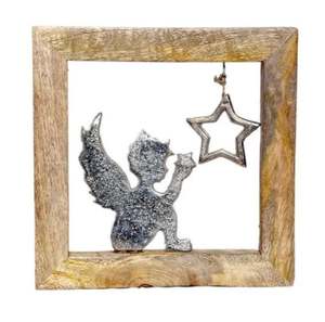 Arbre de Noël en fonte d'aluminium de meilleure qualité et cerf argenté dans un cadre en bois Cadeaux décoratifs de table de Noël - Product Image 3