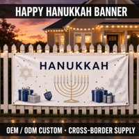 Drapeau décoratif Hanouka, design minimaliste de la menorah, 300x50cm, impression numérique sur polyester double face, utilisation en extérieur