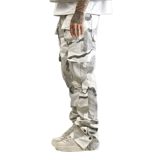 Pantalones Cargo Casuales de Lona Recta para Hombre, Estilo Camuflaje, Cintura Media, 6 Bolsillos, 100% Algodón, Venta al Por Mayor 2025 - Product Image 4